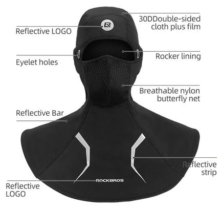 Cache-Cou et Balaclava 2-en-1 Doublée Polaire noir
