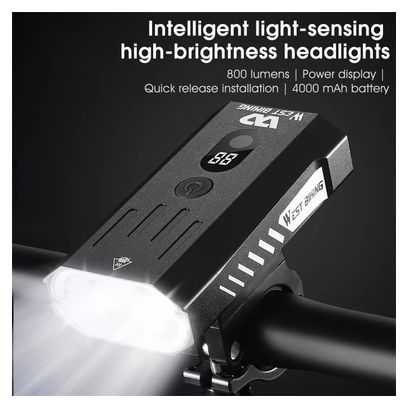 Lampes de vélo 800 Lumen ultra-lumineuses puissant  5 modes d'éclairage  Noir