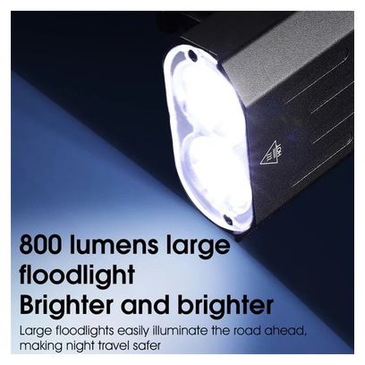 Lampes de vélo 800 Lumen ultra-lumineuses puissant  5 modes d'éclairage  Noir