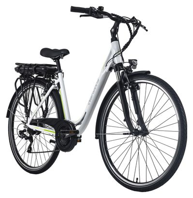 Vélo électrique femme aluminium Adore Versailles 28'' E-Bike blanc-vert 36 V/10 4 Ah Li-Ion-Akku 7 vitesses