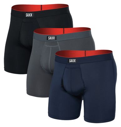Bóxers Saxx Multi-Sport Mesh Fly (paquete de 3) Turbulence/Azul marino/Negro para hombre