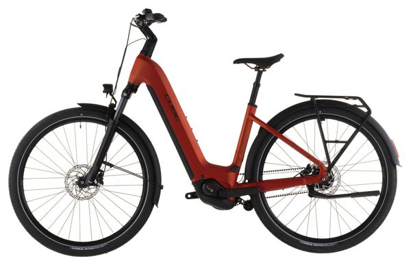 VTC Électrique Cube Touring Hybrid Comfort SLX 800 Easy Entry Shimano Nexus 5V Courroie 800 Wh 700 mm Rouge Orange Chilli 2026
