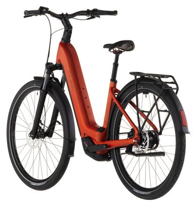 VTC Électrique Cube Touring Hybrid Comfort SLX 800 Easy Entry Shimano Nexus 5V Courroie 800 Wh 700 mm Rouge Orange Chilli 2026