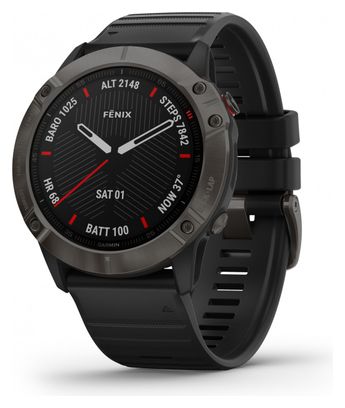 Garmin fenix 6X Pro Sapphire GPS Watch Carbon Grey DLC with Black Band