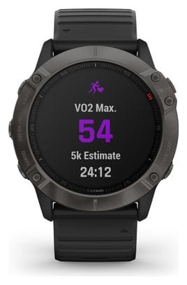 Montre GPS Garmin fenix 6X Pro Sapphire Carbon Gray DLC avec Bracelet Noir
