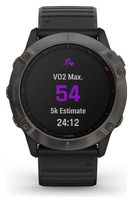 Garmin fenix 6X Pro Sapphire GPS Watch Carbon Grey DLC with Black Band