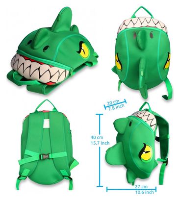 Sac à dos pour enfants | Dragon Vert | Crazy Safety | Testé et certifié