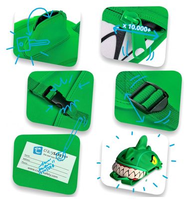 Sac à dos pour enfants | Dragon Vert | Crazy Safety | Testé et certifié