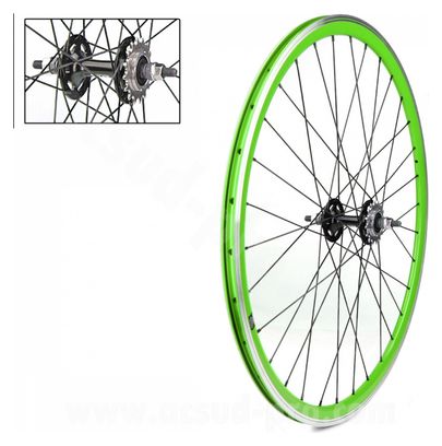 ROUE ARRIERE VELOX 700C FIXIE VERTE ALU MOYEU FLIP FLOP