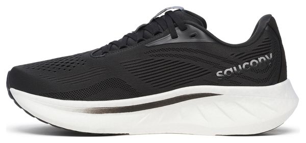 Chaussures Running Saucony Ride 18 Large Noir/Blanc Homme