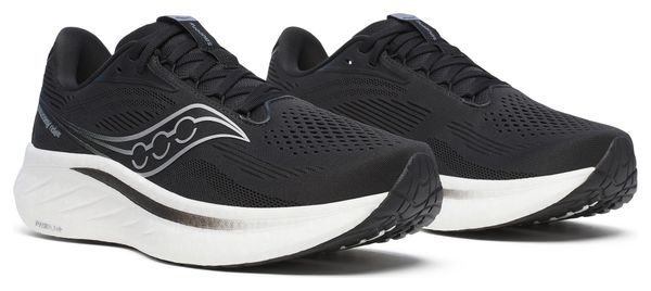 Chaussures Running Saucony Ride 18 Large Noir/Blanc Homme