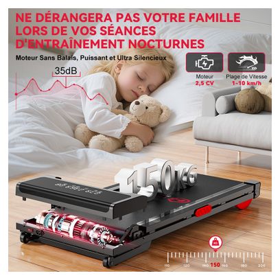 Tapis de course Fitness Y3 inclinaison automatique compact Noir