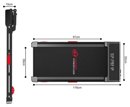 Tapis de course Fitness Y3 inclinaison automatique compact Noir