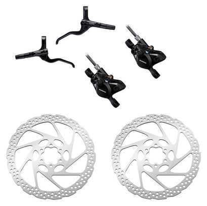Pair of Brake Shimano Altus MT201 BR-MT200 1000mm 1700mm Black with Shimano Deore SM-RT56 6-Bolt Rotor Silver 160 mm