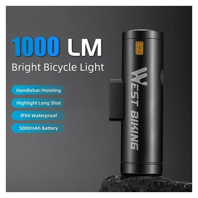 Lampe avant de vélo LED lumineuse 2000 lumens rechargeable