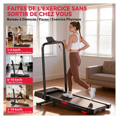 Tapis de course Fitness Y3 avec poignées inclinaison automatique compact Noir