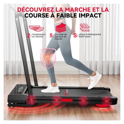 Tapis de course Fitness Y3 avec poignées inclinaison automatique compact Noir
