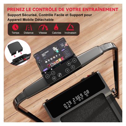 Tapis de course Fitness Y3 avec poignées inclinaison automatique compact Noir