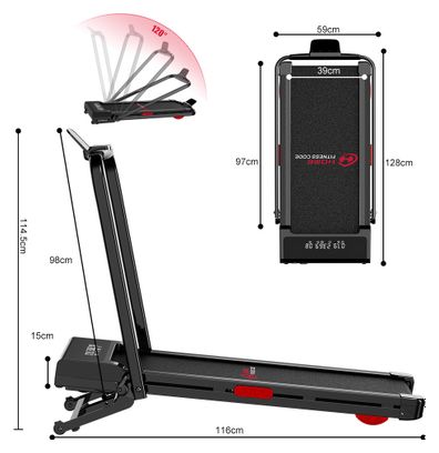 Tapis de course Fitness Y3 avec poignées inclinaison automatique compact Noir