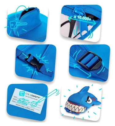 Sac à dos pour enfants | Requin bleu | Crazy Safety | Testé et certifié