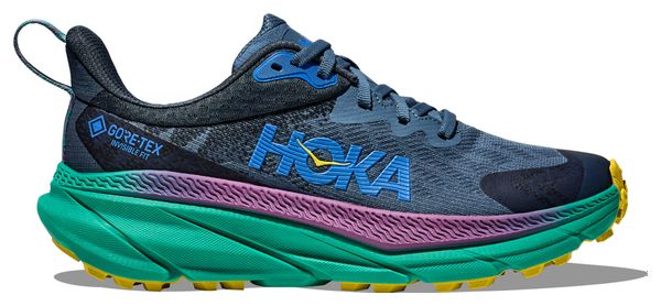 Hoka One One Challenger 7 GTX Blue Green Yellow Men's Trail Shoes