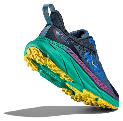 Hoka One One Challenger 7 GTX Blue Green Yellow Men's Trail Shoes