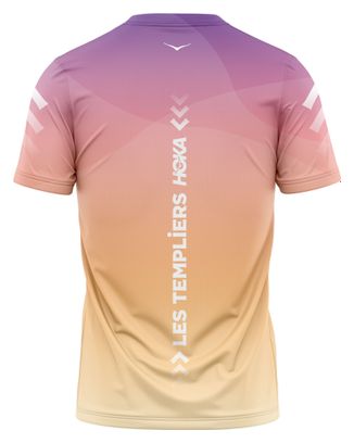 Maillot de manga corta Hoka Les Templiers Performance rosa/naranja de mujer