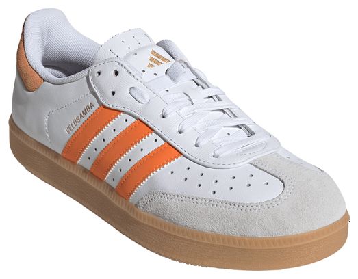 adidas Velosamba Leather Cycling Shoes, White/Orange, Unisex