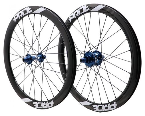 Paar Pride Gravity/Control UD Gloss Carbon Disc Wheels 28H Blue Hub