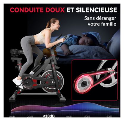 Vélo d'appartement Fitness D 8KG magnétique rouge avec Tapis