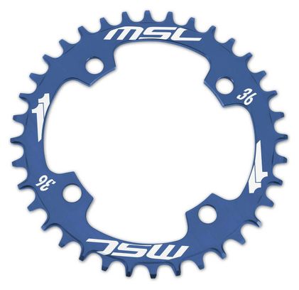 MSC Kettenblatt CNC Alu 7075 4 Schrauben 104mm schmal / breit blau