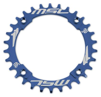 MSC Kettenblatt CNC Alu 7075 4 Schrauben 104mm schmal / breit blau