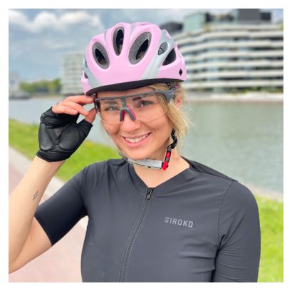 Casque de vélo homme/femme rose et gris