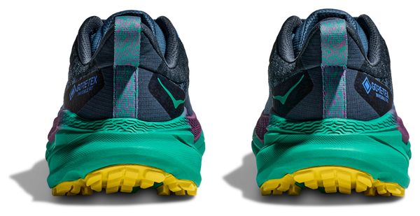Hoka One One Challenger 7 GTX Blue Green Yellow Women's Trail Shoes