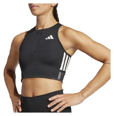Adidas Performance Adizero Crop Nero Donna 1/2 Zip Crop Top