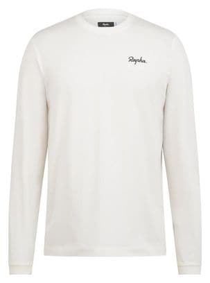 Rapha Logo Langarm T-Shirt Weiß/Schwarz