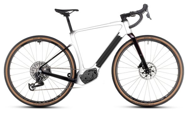 Vélo de Gravel Électrique Cube Nuroad Hybrid C:62 SLT 400X Sram Force eTap AXS/Sram XX SL Eagle AXS 12V 400 Wh 700 mm Violet Orange Solareclipse 2024