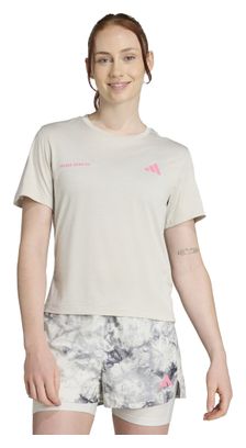 Camiseta de manga corta adidas Performance Own the Run, Blanco/Rosa, Mujer