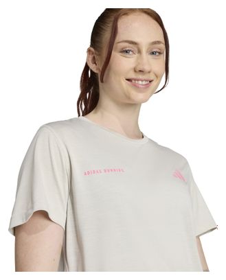 Camiseta de manga corta adidas Performance Own the Run, Blanco/Rosa, Mujer