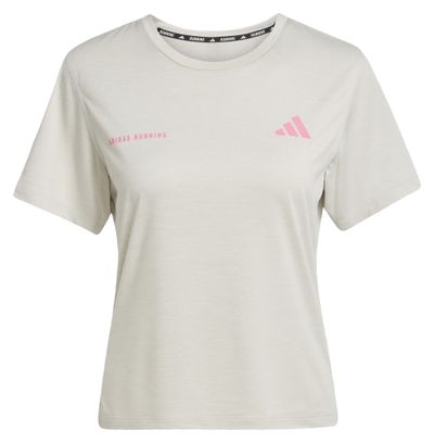 Camiseta de manga corta adidas Performance Own the Run, Blanco/Rosa, Mujer