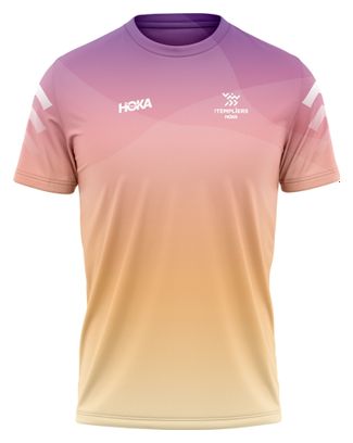 Maillot de manga corta Hoka Les Templiers Performance Rosa/Naranja, Hombre
