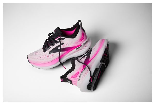 Brooks Glycerin GTS 23 Running Shoes, White/Pink, Women's