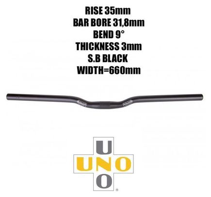 Cintre de vélo VTT - 1/2 relevé - diamètre 31 9 - 660 mm
