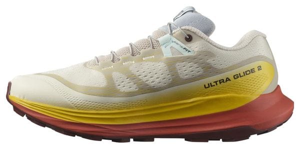Salomon Ultra Glide 2 Trail Shoes White Yellow Red Women's