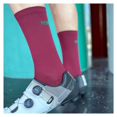 Chaussettes de Cyclisme Hautes Respirantes Brodées Classy Evo II Mooquer Bordeaux