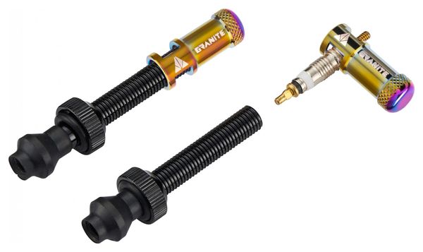 Pair of Granite Design Juicy Nipple Tubeless Valves 80 mm with Oil Slick Shell Removers