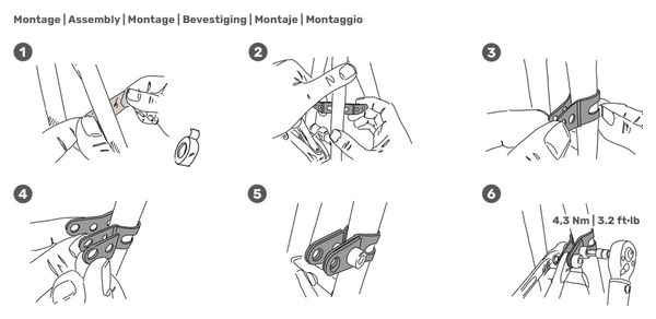 Juego de abrazaderas Tubus Juego de montaje de portaequipajes trasero para tirantes sin ojales (Diámetro de los tirantes 14 mm)