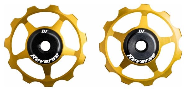 Pair of Reverse Pulleys Steel Bearings 7-12 Speeds Gold