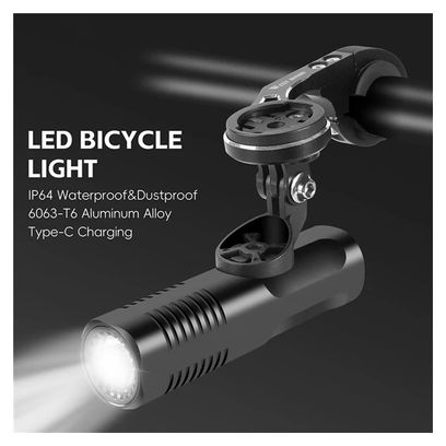 Phare avant de vélo lumineux 1000LM en alliage d'aluminium