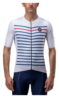 Camiseta de manga corta LeBram Training Core blanca con rayas marineras